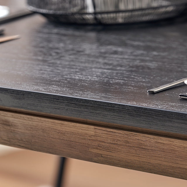 Giovanna Black and Natural Acacia Wood Dining Table
