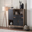 Giovanna Black and Natural Acacia Wood  Shelf Cabinet