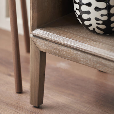 Giovanna Black and Natural Acacia Wood  Shelf Cabinet