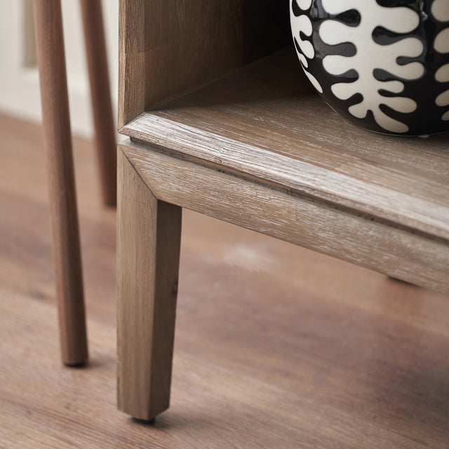 Giovanna Black and Natural Acacia Wood  Shelf Cabinet
