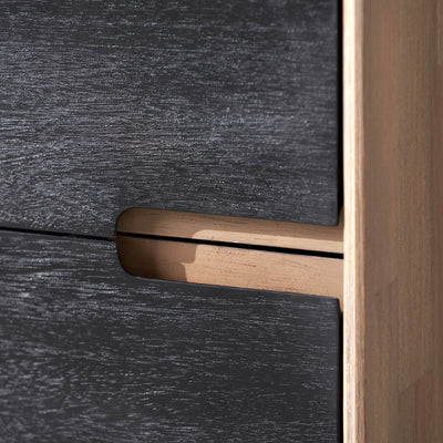 Giovanna Black and Natural Acacia Wood  Shelf Cabinet