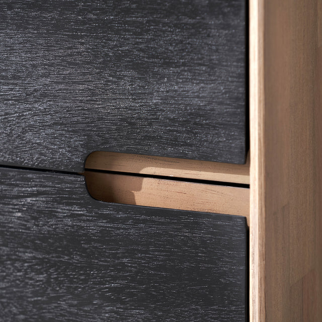 Giovanna Black and Natural Acacia Wood  Shelf Cabinet