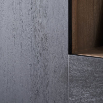 Giovanna Black and Natural Acacia Wood  Shelf Cabinet