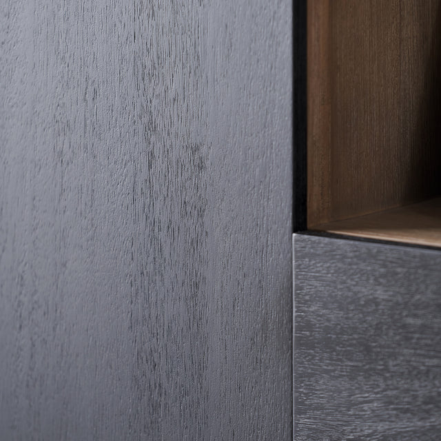 Giovanna Black and Natural Acacia Wood  Shelf Cabinet