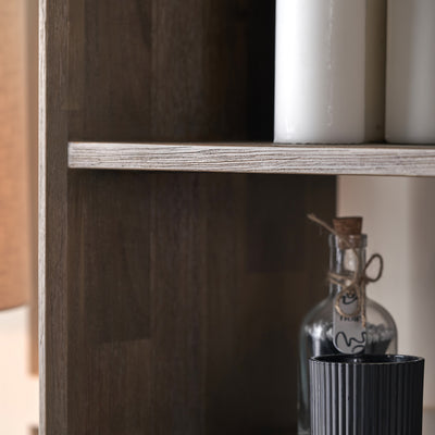 Giovanna Black and Natural Acacia Wood Shelf Unit
