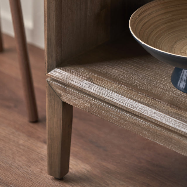 Giovanna Black and Natural Acacia Wood Shelf Unit