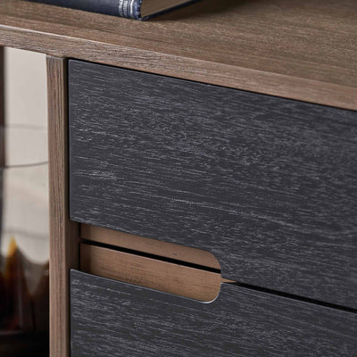 Giovanna Black and Natural Wood Living Room Furniture Set