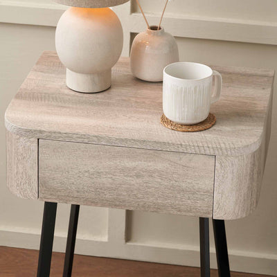 Newark Grey Oak Veneer Bedside Table Set Of 2