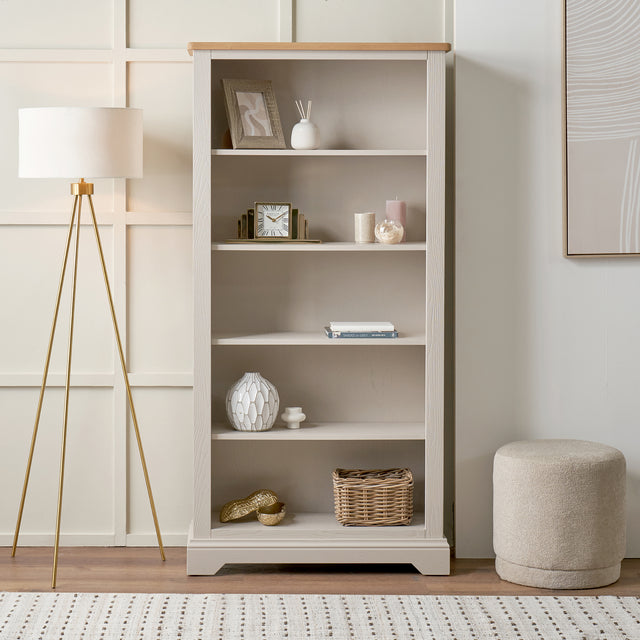 Stanton Oak and Parchment Wood Shelf Unit