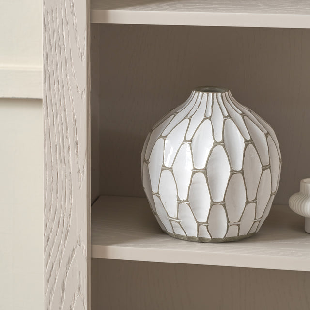 Stanton Oak and Parchment Wood Shelf Unit