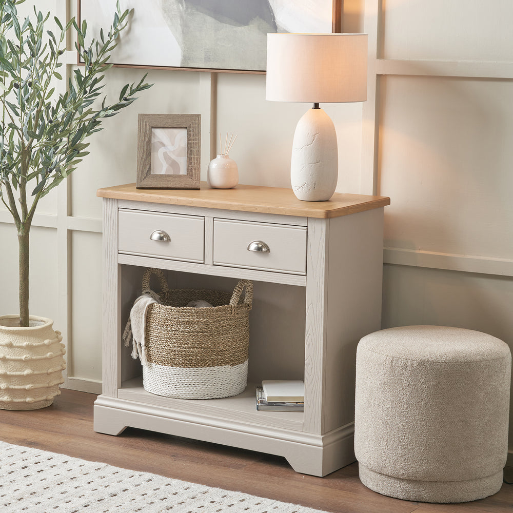 Stanton Oak and Parchment Wood Console Table