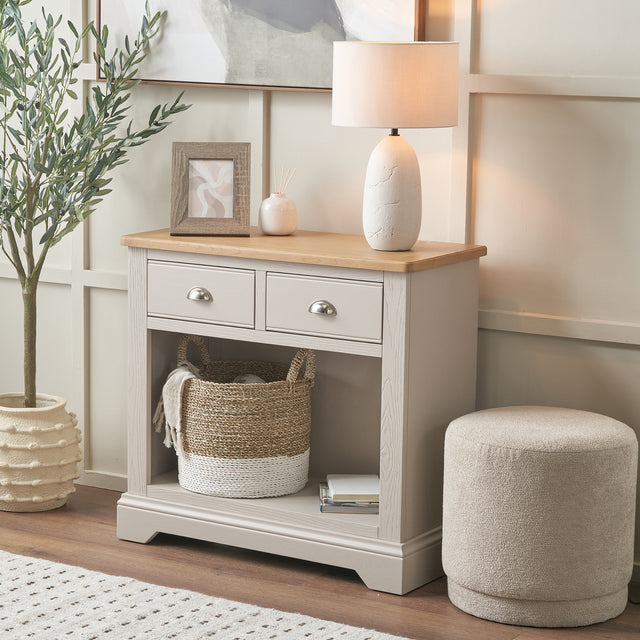 Stanton Oak and Parchment Wood Console Table
