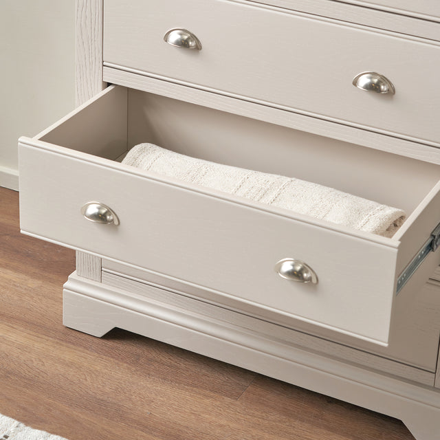 Stanton Oak and Parchment Wood 5 Drawer Unit