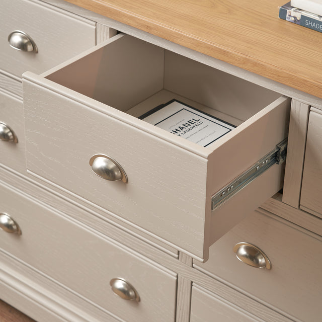 Stanton Oak and Parchment Wood 7 Drawer Unit