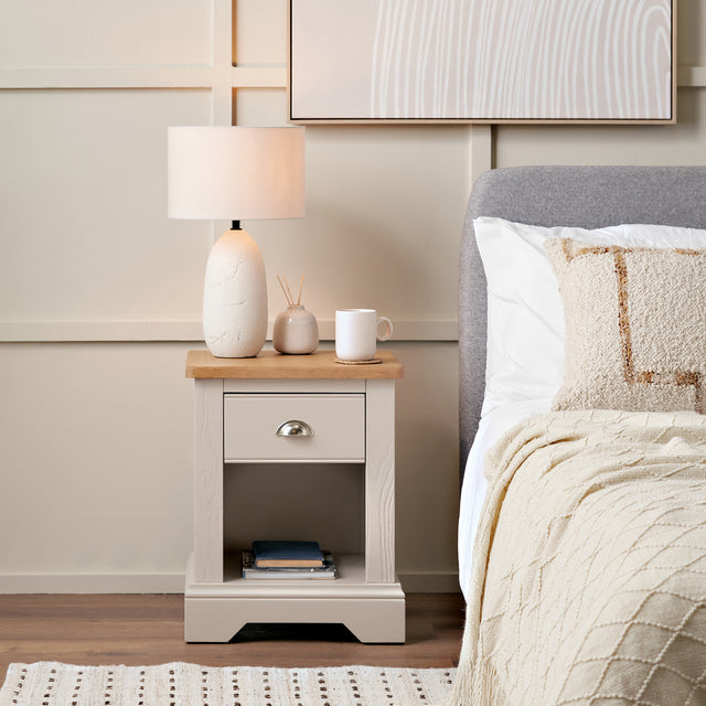 Stanton Oak and Parchment Wood 1 Drawer Unit