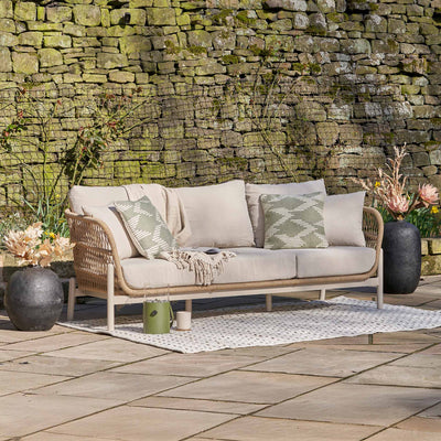 Oia Natural Woven Outdoor 3 Seater Sofa