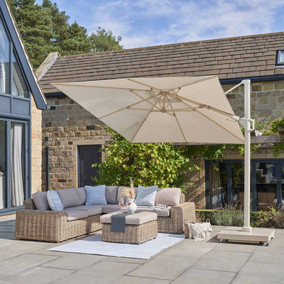 Platinum Challenger Champagne and Sandstone 3m Square Parasol