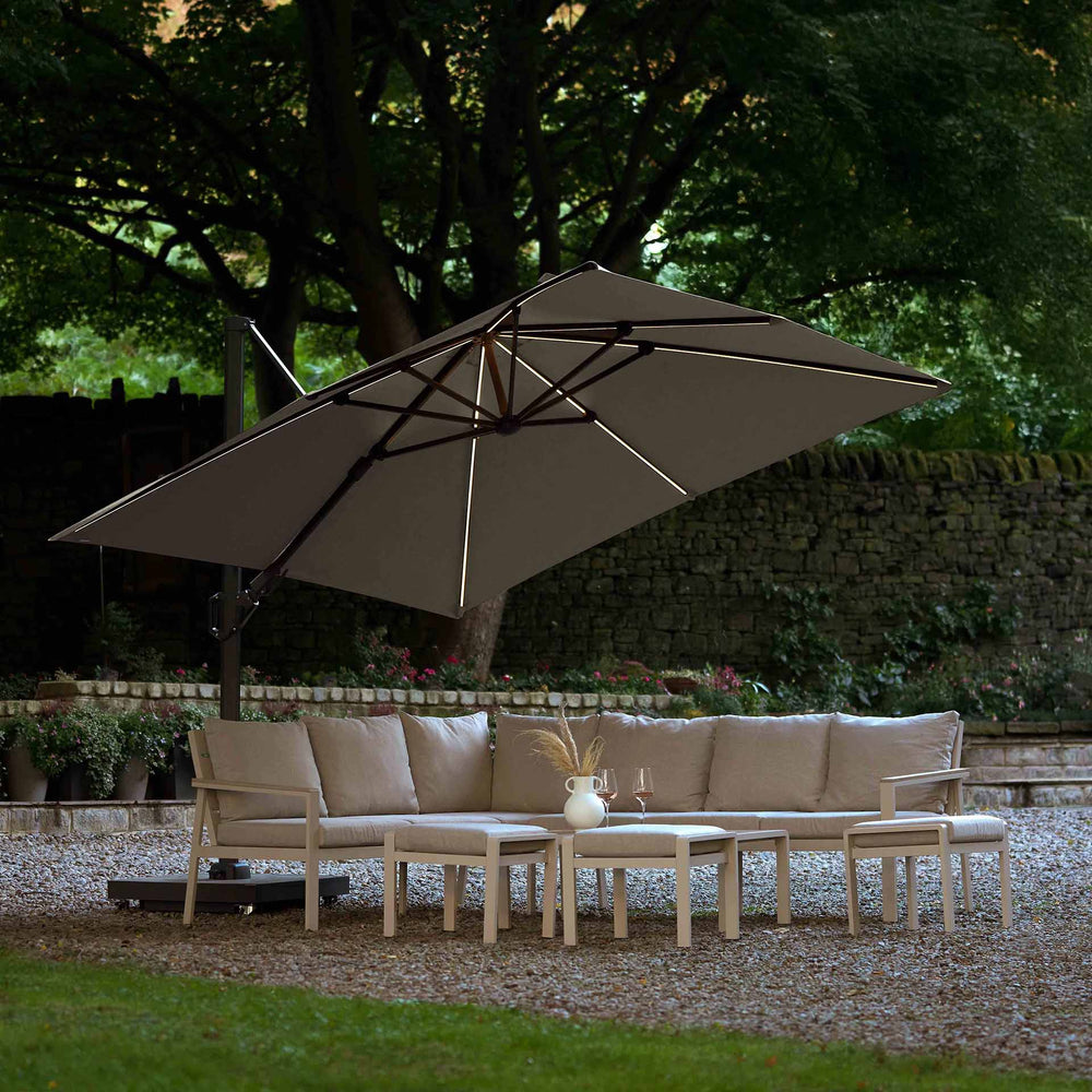 Platinum Glow Challenger Premium Manhattan Grey 3m Square Parasol