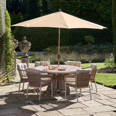 Platinum Riva Champagne and Teak 3m Round Parasol