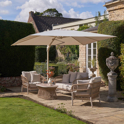 Platinum Challenger Champagne and Sandstone 3.5 x 2.6m Rectangular Parasol