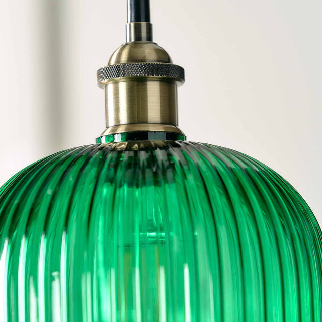 Designers Guild Varese Emerald Ribbed Glass Pendant