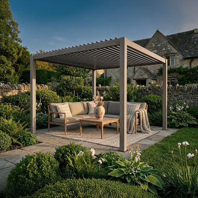 Pavillo Teak Effect 3.5m Square Pergola
