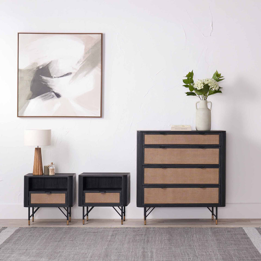 Nawi Black and Natural Rattan Bedroom Furniture Set