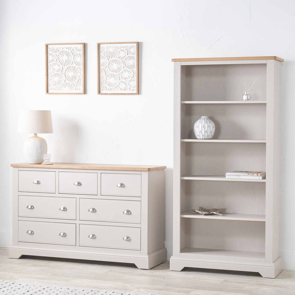 Stanton Oak and Parchment Wood Living Room Furniture Set