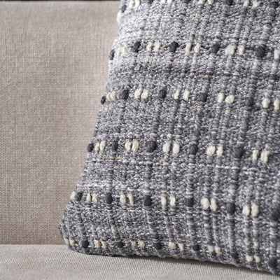 Indoor Outdoor Grey Double Stitch Design Scatter Cushion