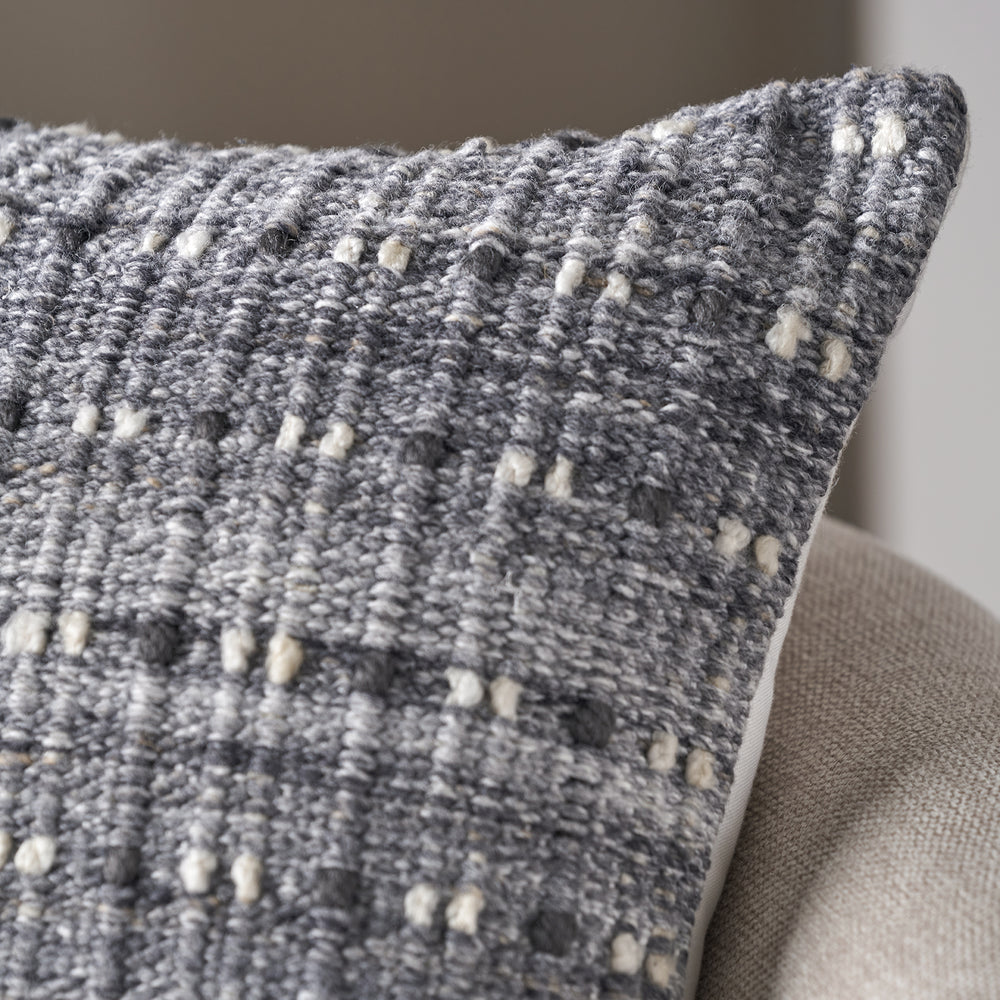 Indoor Outdoor Grey Double Stitch Design Scatter Cushion