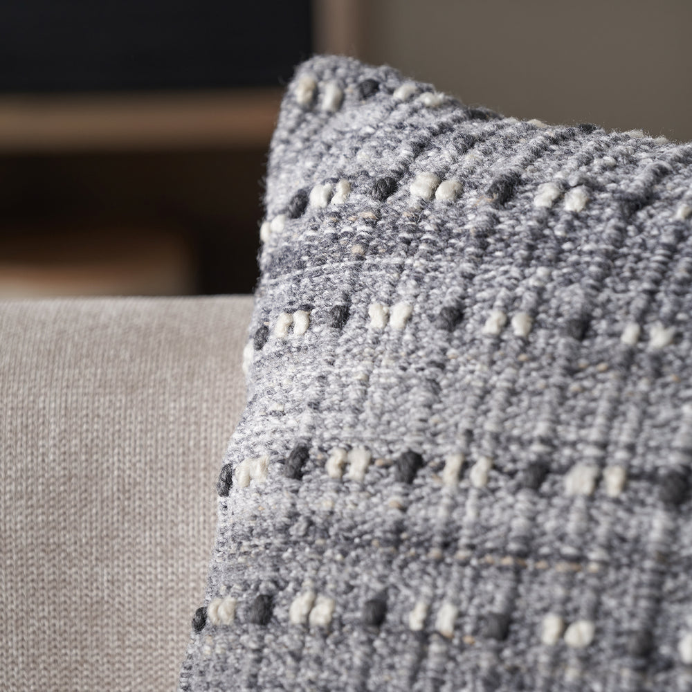 Indoor Outdoor Grey Double Stitch Design Scatter Cushion
