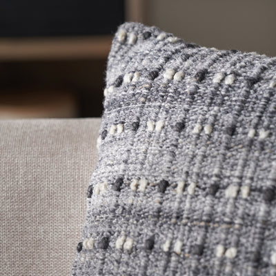 Indoor Outdoor Grey Double Stitch Design Scatter Cushion
