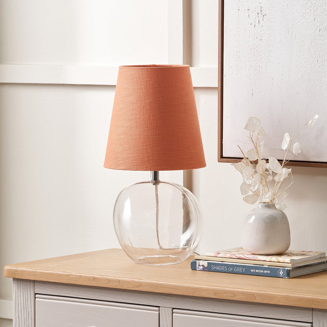 Hazel Clear Glass and Terracotta Lampshade Table Lamp