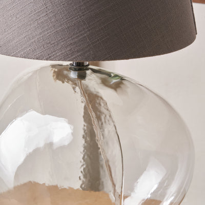 Hazel Clear Glass and Grey Lampshade Table Lamp