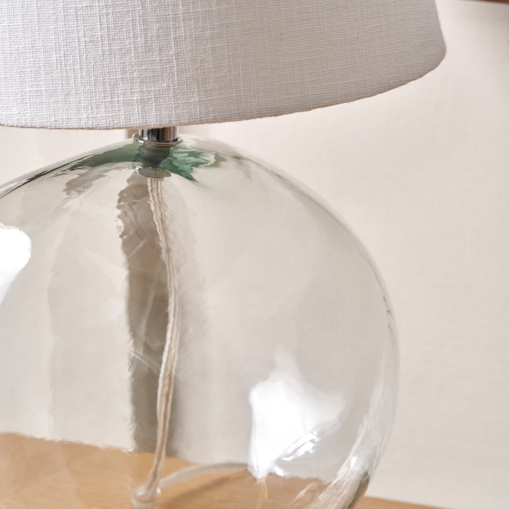 Hazel Clear Glass and White Lampshade Table Lamp