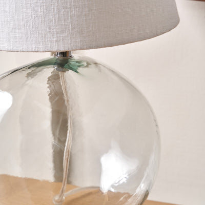 Hazel Clear Glass and White Lampshade Table Lamp