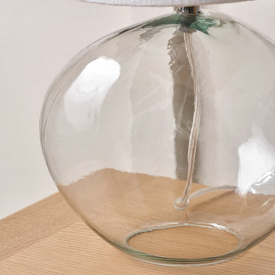 Hazel Clear Glass and White Lampshade Table Lamp