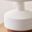 Eli White and Wood Effect Textured Ceramic Table Lamp