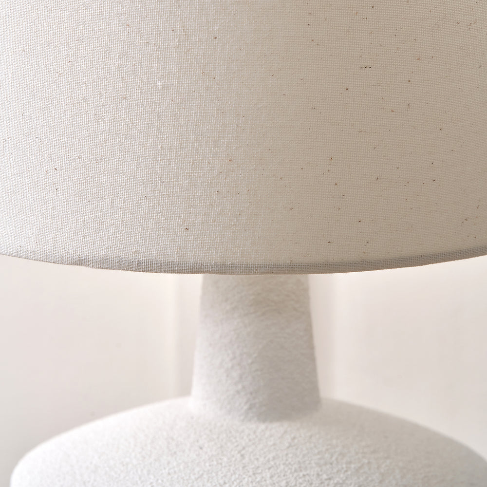 Eli White and Wood Effect Textured Ceramic Table Lamp