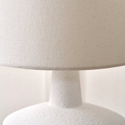 Eli White and Wood Effect Textured Ceramic Table Lamp