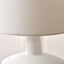 Eli White and Wood Effect Textured Ceramic Table Lamp