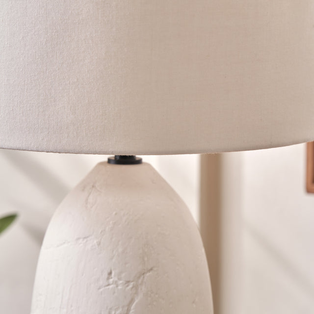 Avery White Vintage Textured Ceramic Table Lamp