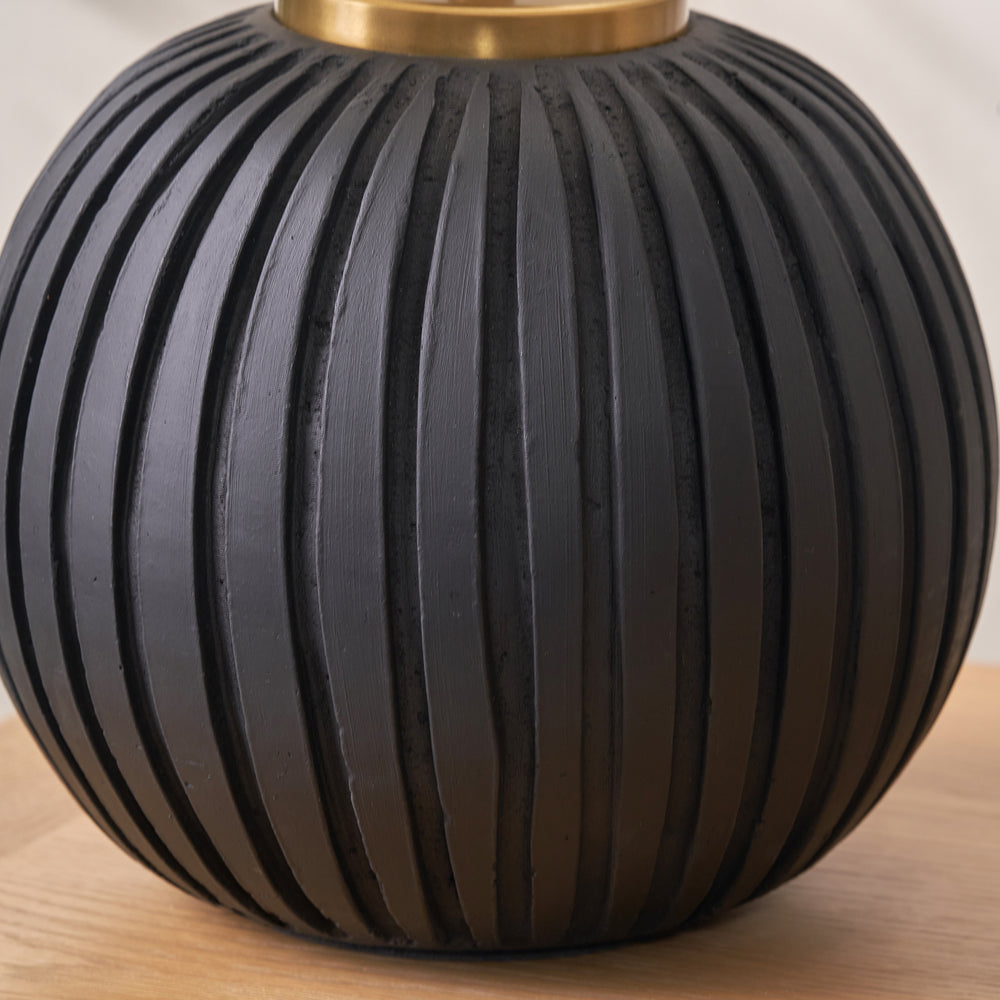 Erica Black Textured Terracotta Ball Table Lamp