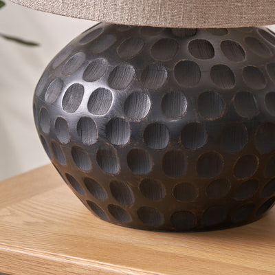 Dahlia Antique Black Mango Wood Table Lamp
