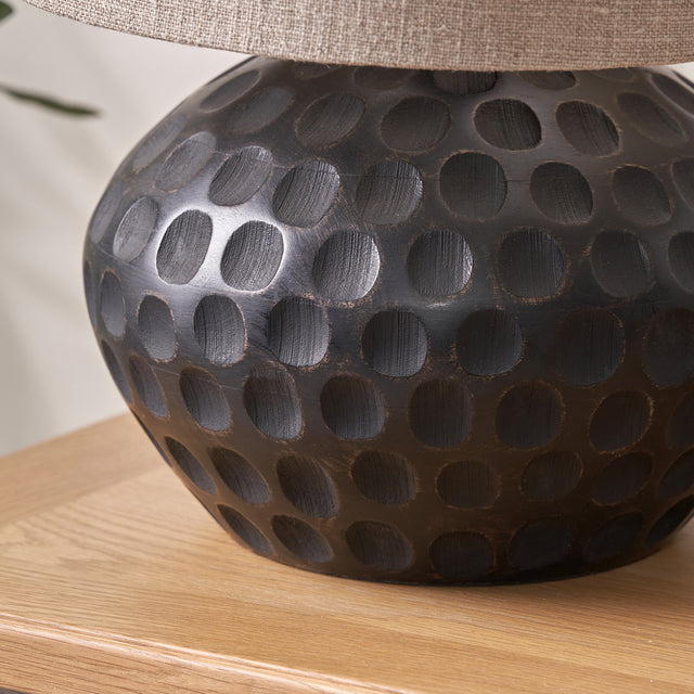 Dahlia Antique Black Mango Wood Table Lamp