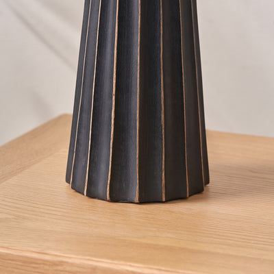 Dorian Black Wash Mango Wood Textured Cone Table Lamp