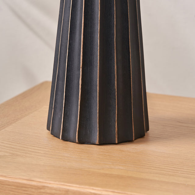 Dorian Black Wash Mango Wood Textured Cone Table Lamp