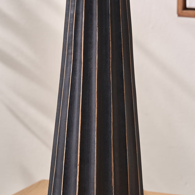 Dorian Black Wash Mango Wood Textured Cone Table Lamp
