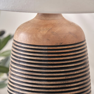 Callie Natural Mango Wood Grooved Table Lamp