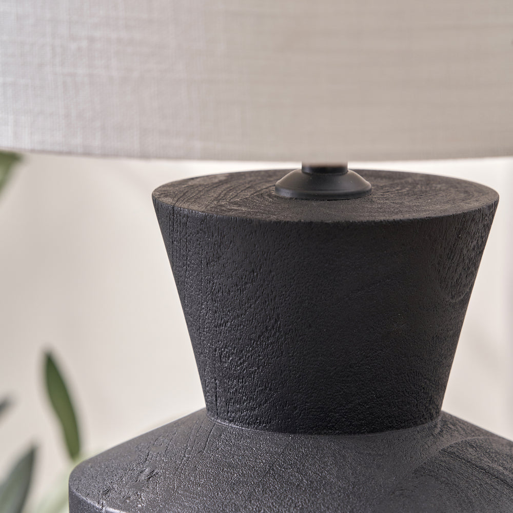 Kobe Black Mango Wood Contemporary Table Lamp Base